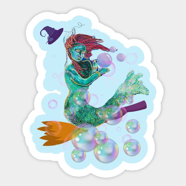 Halloween mermaid whit bubbles Sticker by LuluCybril